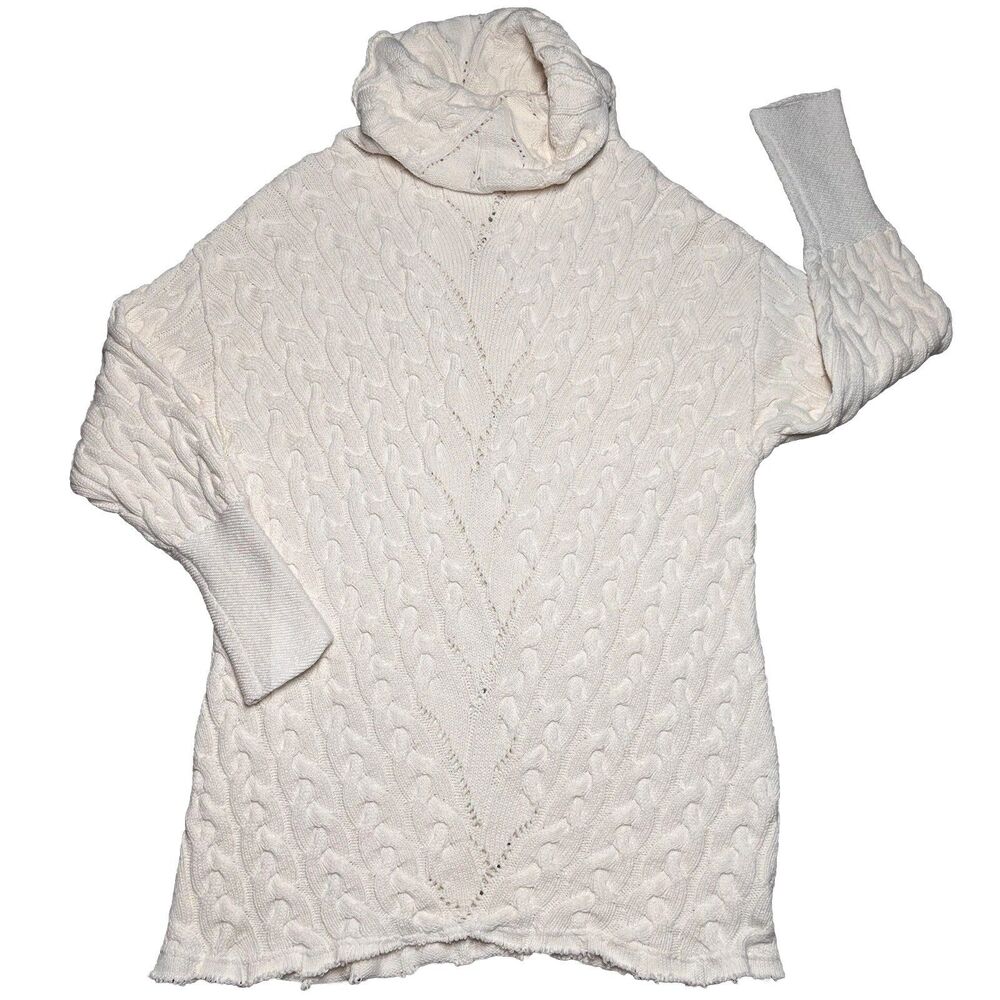 Free People For The Love Of Cables Knit Sweater Dress Medium Cream Rory Oversize